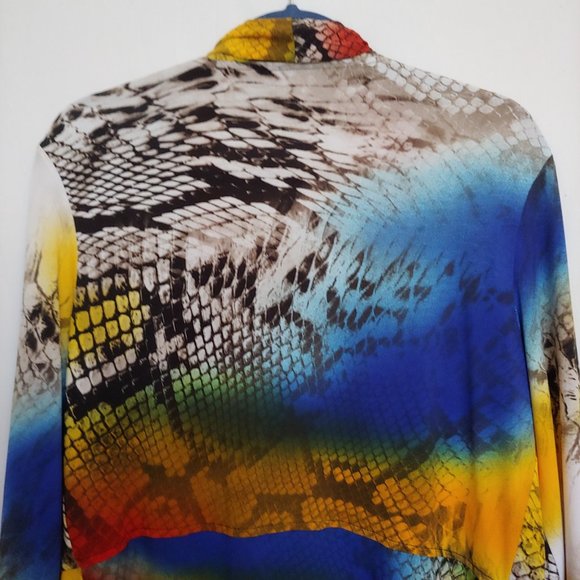 Frank Lyman snake pattern colorful open jacket size 14 - Picture 9 of 13